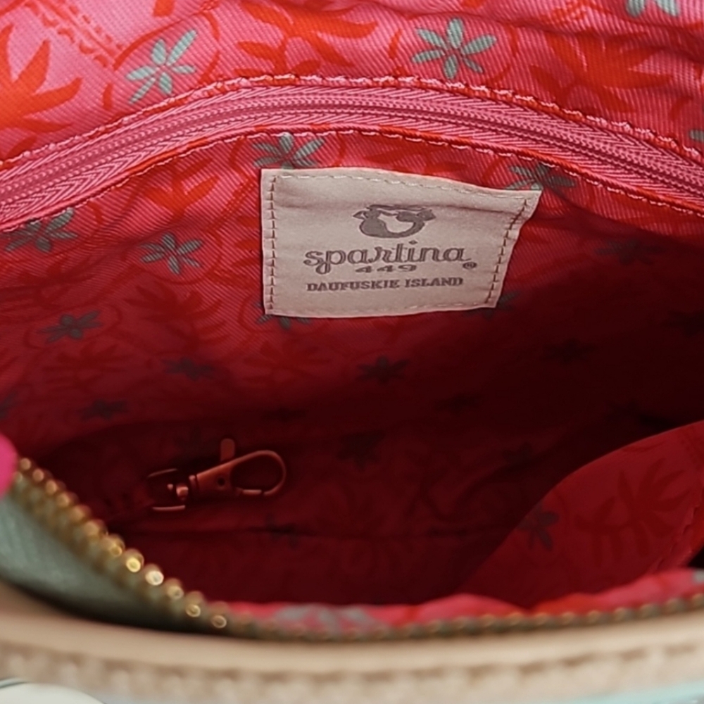 Spartina 449 Hipster Queenie Tropical Floral Sea Foam Crossbody NEW - Picture 8 of 12